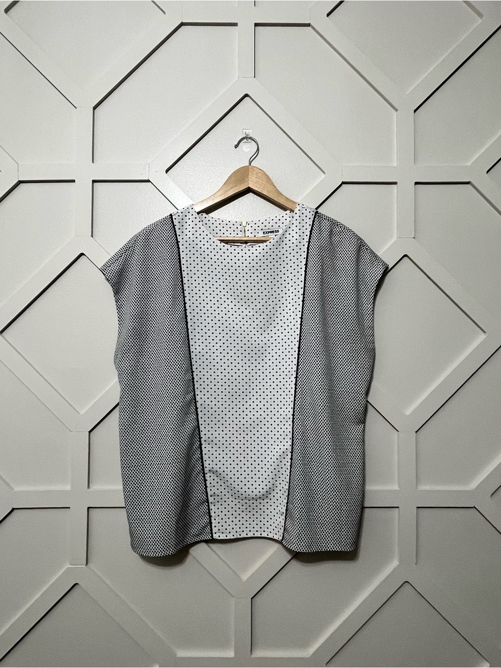 Express Navy & White Polka Dot Blouse
